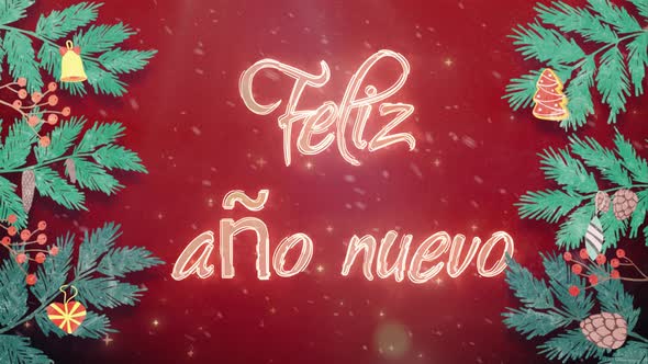 2021 Neon Animation Feliz Ano Nuevo Happy New Year on Spanish 3d Motion Design for New Year Holidays