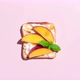 Set of toasted bread with peach, apple and banana on pink background. Stop Motion Animation. - VideoHive Item for Sale