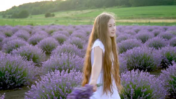 Girl with a Bouquet of Lavender