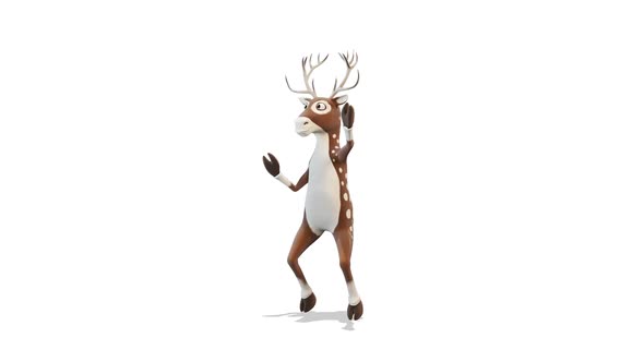 Deer Dancing A Funny Dance Around Him on White Background
