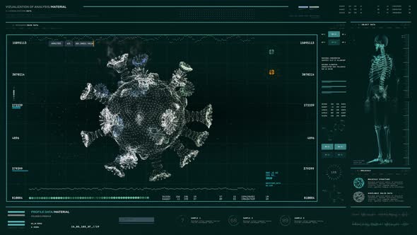 Corona Infection Molecule Spikes Analysis Via Scientific Microbiology Computer alt