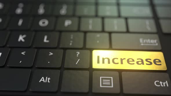 Black Computer Keyboard and Gold Increase Key alt