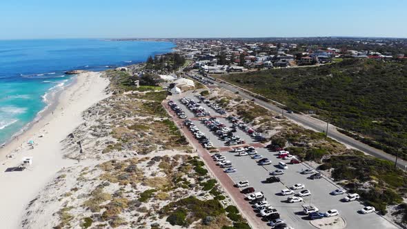 Aerial view of a Coastline Car Park in Australia