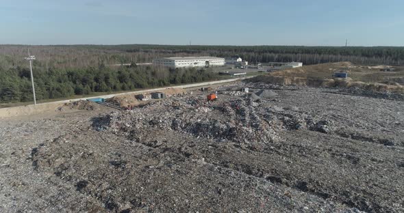 Aerial View of the Garbage and Waste Storage Environmental Pollution View From a Height Workers Sort