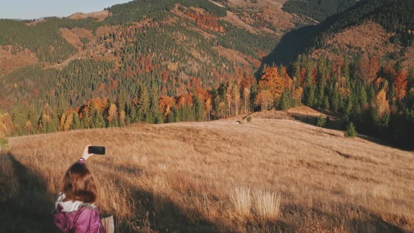 Traveler Girl Shoot on Mobile Mountain Nature Landscape Aerial