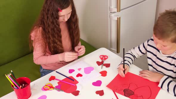 Kids Children Doing Valentine's Day Arts with Hearts