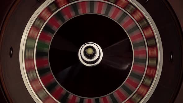 Croupier Spins the Classic Roulette, Quickly, White Ball