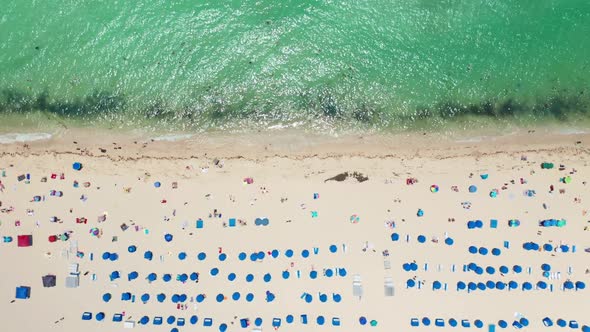 People at Luxury Hotel Resort Celebrating Summer Vacation Aerial Beach Umbrellas