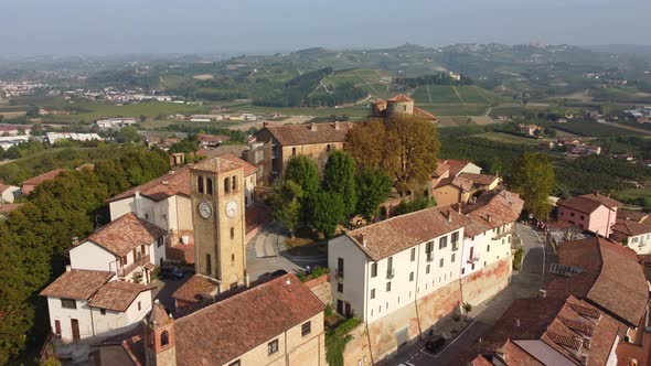 Roddi Aerial View in Langhe, Piedmont Italy