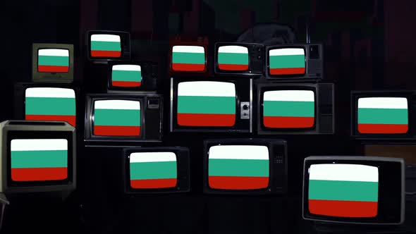 Flags of Bulgaria and Retro TVs.