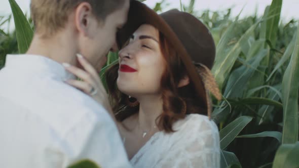 Loving Couple in the Corn Field