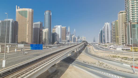 Amazing View on Sheikh Zayed Road Surrounded Dubai Marina and JLT Skyscrapers