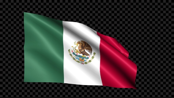 Mexico Flag Blowing In The Wind