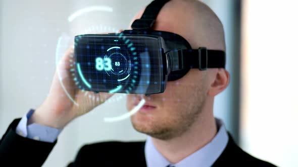 Businessman with Vr Headset and Virtual Projection 12