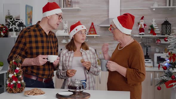 Happy Family Celebrating Christmas Holiday Enjoying Spending Winter Season Together