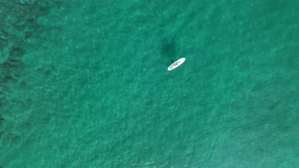 Sup surfing aerial view 4 K Turkey Alanya