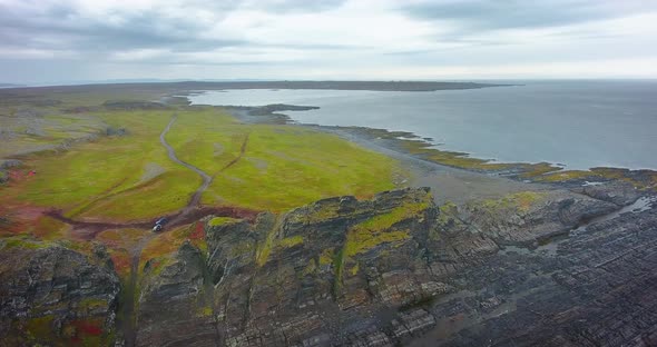 Cape Kekurskiy, Russia. Coast of the Arctic Ocean. Aerial