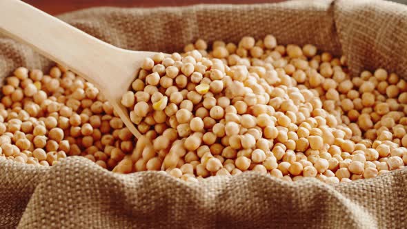 Grocery Taking Chickpeas Closeup