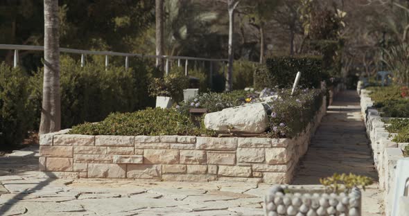 Military cemetery with graves of fallen soldiers in Israel