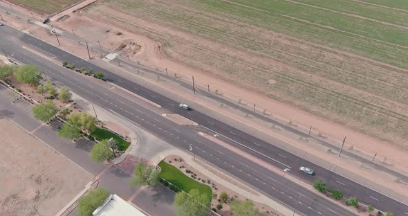 Top View Over the Traffic Backed Up During Rush Hour on Interstate Highway Expressway Near Phoenix