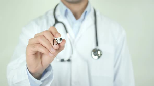 Diabetologist, Doctor Writing on Transparent Screen