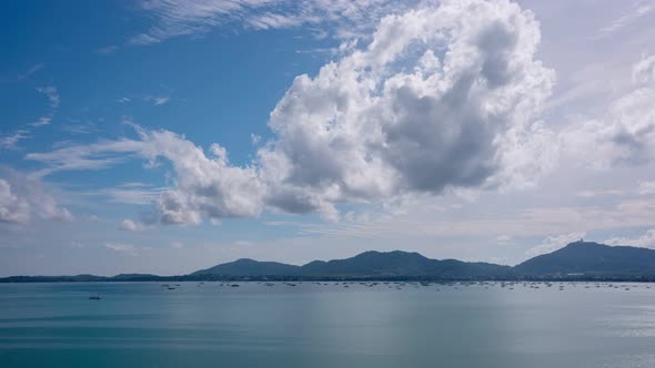 Aerial view Timelapse Hyperlapse amazing seascape and clouds mountain Phuket island aerial view