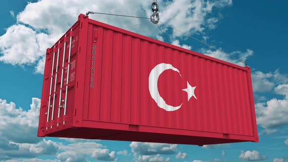 Cargo Container with Flag of Turkey