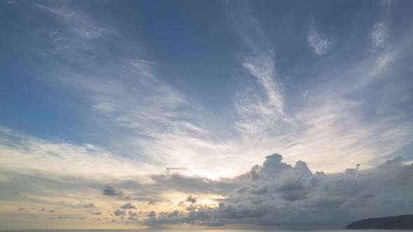 Time Lapse Clouds Moving  In Twilight