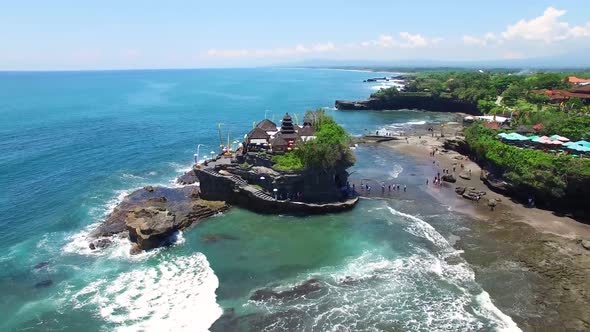 Aerial View of Tanah Lot Temple, Beraban, Kediri, Tabanan Regency, Bali, Indonesia