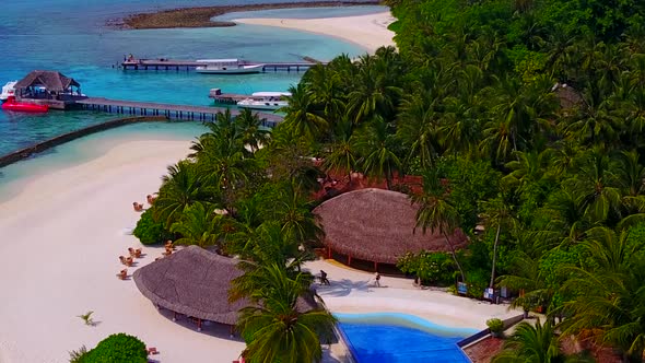 Aerial view travel of island beach trip by blue ocean and sand background