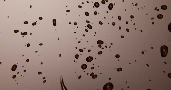 Abstract water drops on brown background, macro, Bubbles close up