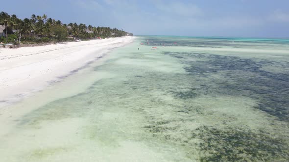 View From a Height of the Indian Ocean Near the Coast of Zanzibar Tanzania