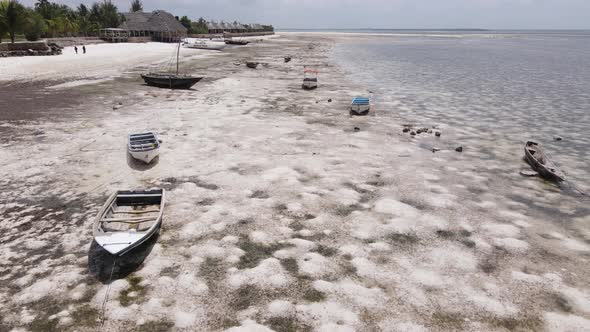 Ocean at Low Tide Near the Coast of Zanzibar Island Tanzania Slow Motion