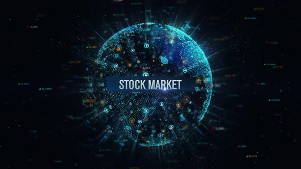 Stock Market Business Digital Globe Earth 4K