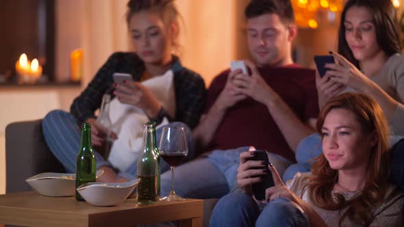 Friends with Smartphone Watching Tv at Home 78