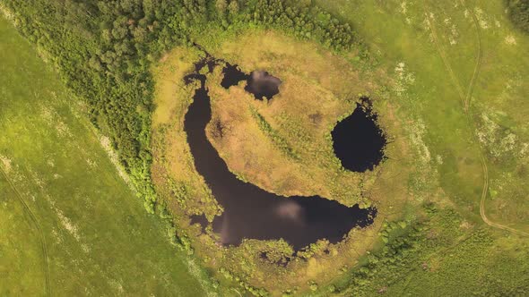 An Unusual Lake Seems to Laugh Slyly an Aerial View the Beauty of Nature