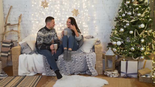 Couple Laughing in Christmas