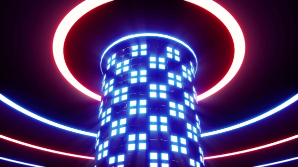 Glowing Red and Blue Light Tower Vj Loop