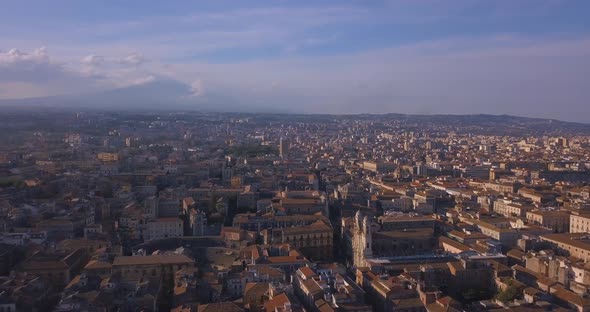 aerial view of Catania city near the main Cathedral