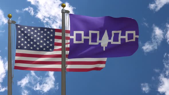 Usa Flag Vs Iroquois Confederacy Flag  On Flagpole