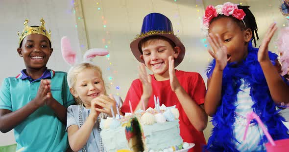 Kids celebrating birthday party 4k