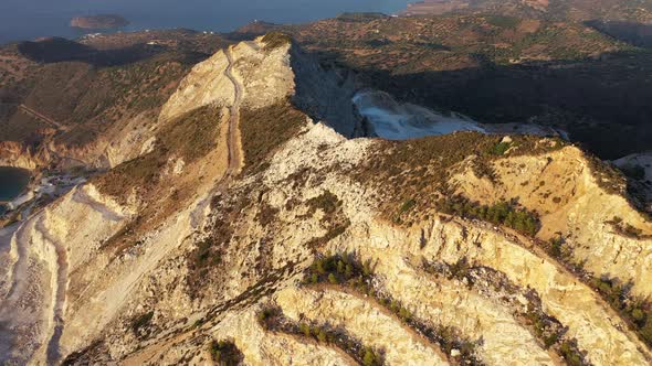 Aerial View of a Gypsum Quarry Mine on the Coast of Crete, Greece