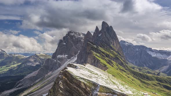 First snow on Seceda in South Tyrol, Timelapse, Dolomites