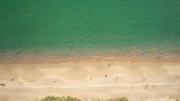 Beautiful sea summer landscape Waves sea water surface High quality video Bird's eye view. Drone fly