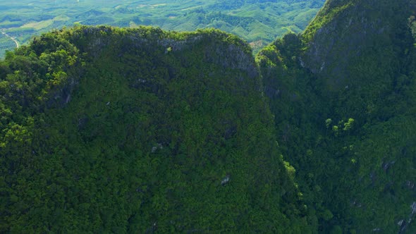 An aerial view from a drone flying over "Khao Thalu"