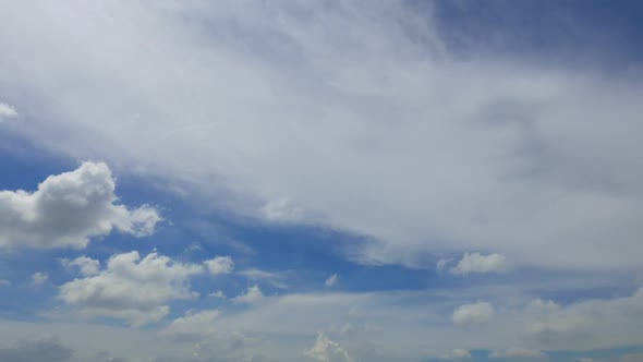 Time lapse of white cloud moving pass around sky background