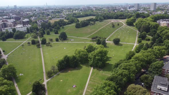 Primrose hill park in  London UK , drone aerial view