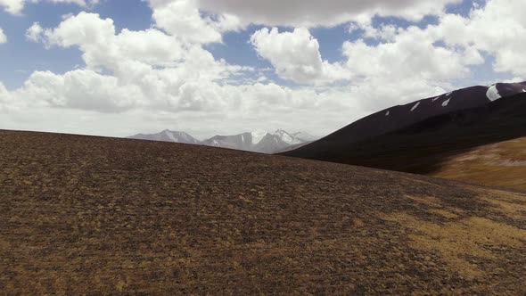 Aerial Over Arid Mountains Chain