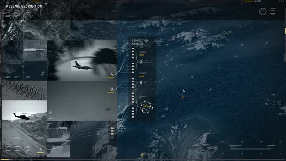 Military software is calculating the geoposition of the rival base on a map alt