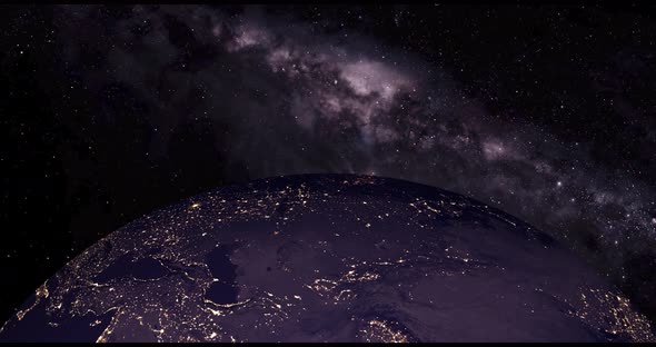 Planet earth in night scene with night city lights from space. 01